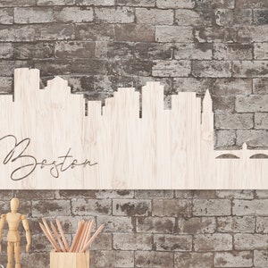 Boston MA Wall Sign, City Skyline Wall Decor, Boston Wall Art, Boston Skyline Wall Hanging, Wood Boston Skyline Sign, Travel Home Decor