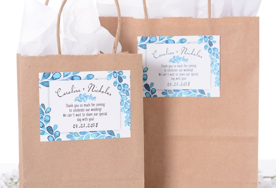 Wedding Hotel Welcome Bags, Aqua Wedding Stickers, Turquoise Wedding Color, Wedding Gift Bags, Paper Gift Bags, Wedding Favor Bags #wdiB-156 Il_570xn