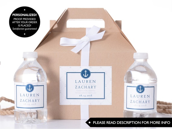Nautical Wedding Boxes - Wedding Welcome Boxes with Matching Water Labels - Wedding Survival Kit - Wedding Favor Boxes - #wdiG-215 Il_570xn