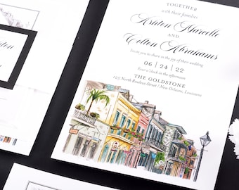 New Orleans Wedding Invitation Set, Destination Wedding Invite, Louisiana Wedding Invitations, NOLA Wedding Destination - #wdi-NOLA