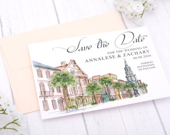 Charleston Save the Date Cards, Charleston Wedding Announcements, Destination Wedding Save the Dates - #satd-charlestonWC