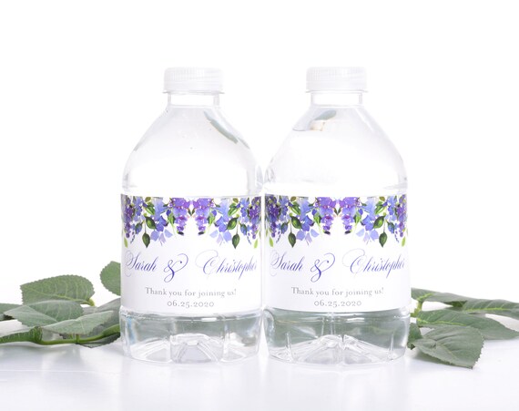 Waterproof Bottle Labels, Wedding Water Bottle Stickers, Bottled Water Labels, Wisteria Flower Stickers #wdiW-341 Il_570xn