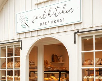 Outdoor Business Storefront Sign: Branded Logo Printed PVC Signs, Weatherproof Bakery Shop Sign
