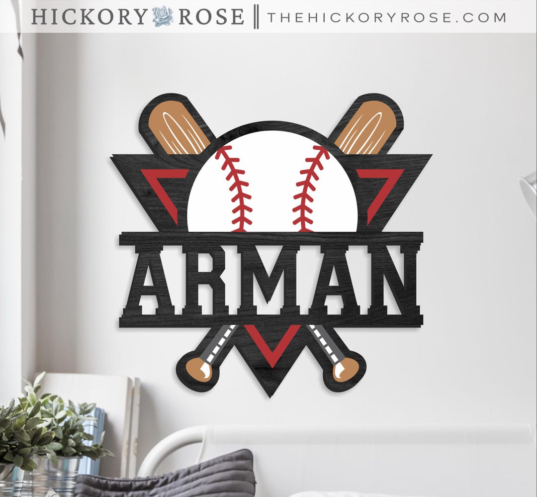 Custom Baseball Name Sign | Laser Cut Custom Name Plaque, Sports Themed ...