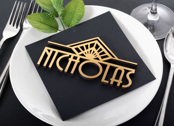 Wedding Escort Cards Wood Wedding Name Plates Wooden Wedding Names Laser Cut Wedding Favor Keepsakes 3d Wedding Name Cards Art Deco