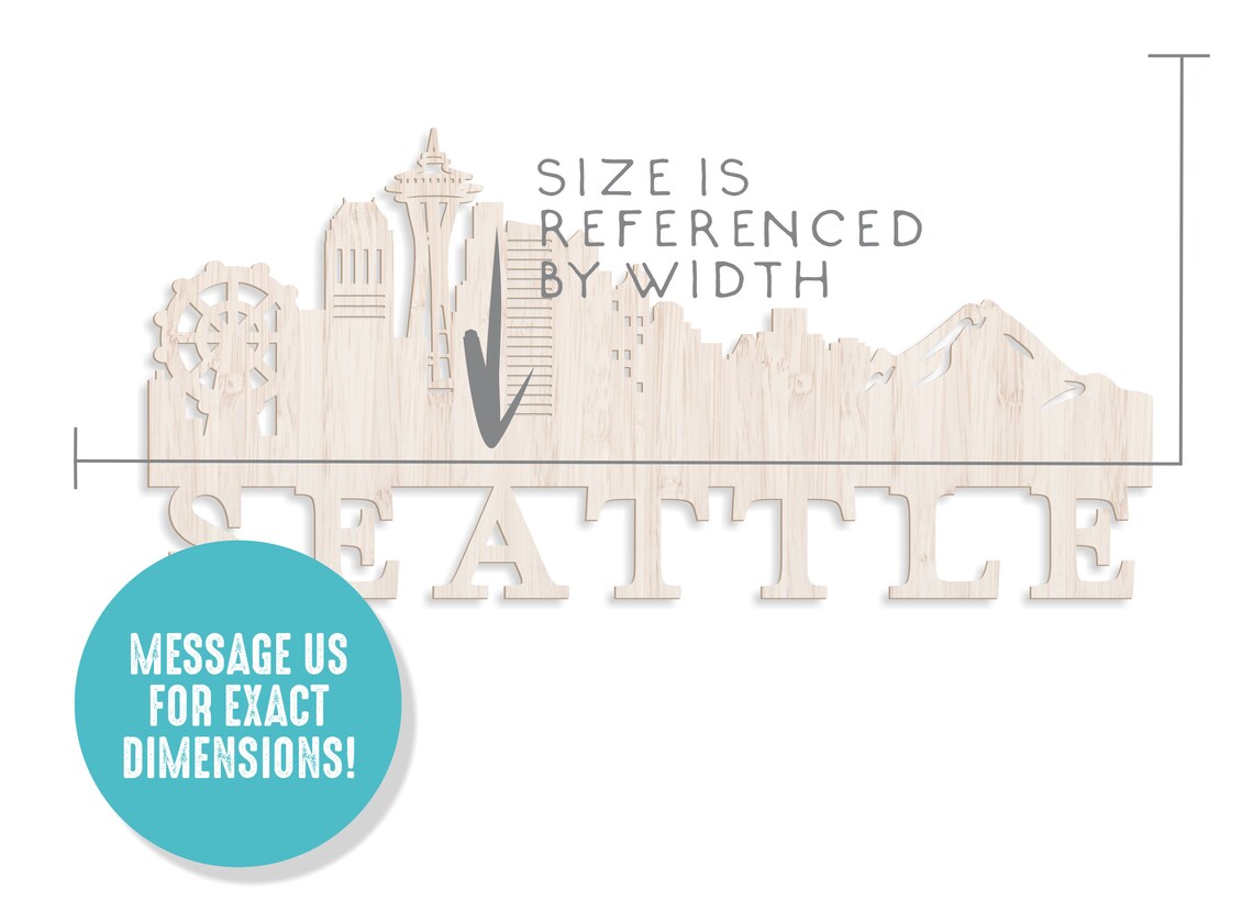 Seattle Sign Design Seattle Skyline Sign, Detailed Seattle Skyline Art, Seattle Artwork ...