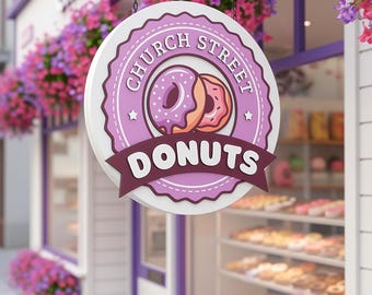 Custom Storefront Logo Sign: Branded Business Signage, Outdoor & Indoor Round Wood Signs