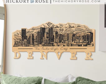Wooden Skyline Cutout, Wood Denver Skyline, Denver Skyline Wall Decor, Laser Cut Skyline Art, Laser Cut Denver Skyline, Colorado Gifts
