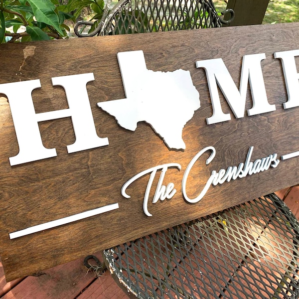 Texas Home Decor, Texas Home Wall Sign, TX Welcome Sign, Home Welcome Sign, Custom Housewarming Gift, Family Name Sign, Wooden Wall Sign
