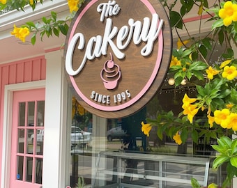 Custom Bakery Logo Sign, Cake Shop Store Sign, Wooden 3D Business Sign, Custom Logo Signage, Outdoor Shop Sign, Customized Brand Sign