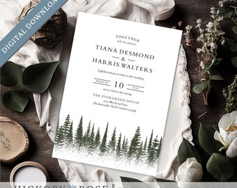 Forest Wedding Invitation, Editable Invitation Template, INSTANT DOWNLOAD Wedding Invite Template, Printable Invitation Templates | #wdi-407