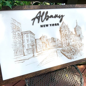 Albany NY Wall Art, Albany New York Home Decor, Albany Home Sign, New York Albany Art, Home Decor Wall Sign, Home Wall Art, Wooden Signs