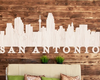 San Antonio Wall Sign, City Skyline Wall Decor, Texas Wall Art, San Antonio Skyline Wall Hanging, Wood Texas Skyline Sign, Rustic Home Decor