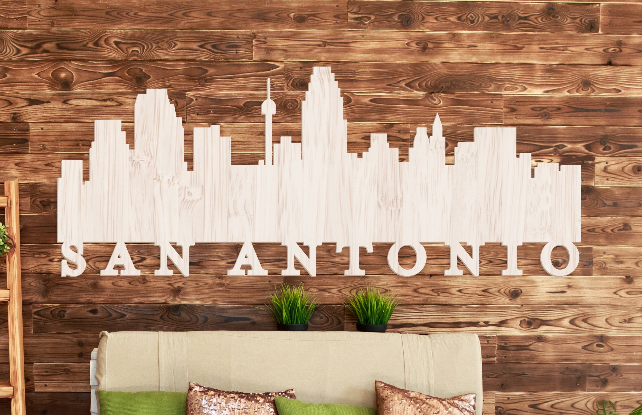 San Antonio Wall Sign City Skyline Wall Decor Texas Wall Etsy