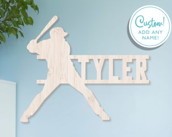 Baseball Wall Sign, Baseball Wall Decor, Kids Name Sign, Wood Name Sign, Kids Room Decor, Personalized Name Sign, Baseball Player Room Art