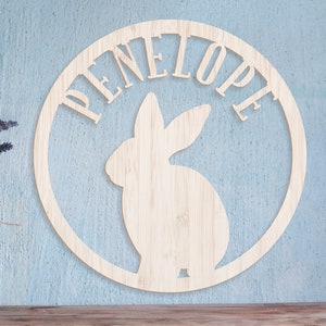 Nursery Wall Sign, Bunny Rabbit Wall Decor, Kids Name Sign, Wood Name Sign, Kids Room Decor, Personalized Name Sign, Name Announcement