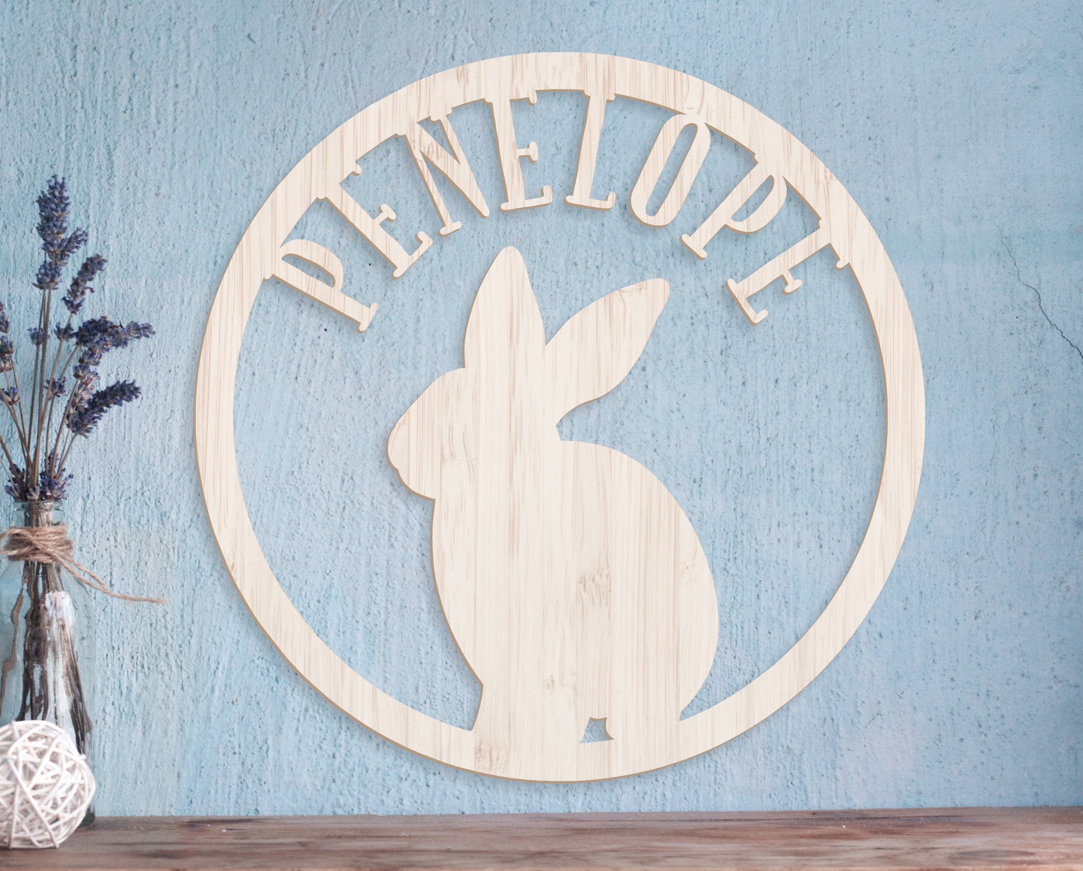 Name Sign For Rabbit Nursery Wall Sign, Bunny Rabbit Wall Decor, Kids Name Sign, Wood Name ...