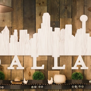 Dallas Wall Sign, City Skyline Wall Decor, Texas Wall Art, Dallas Skyline Wall Hanging, Wood Texas Sign, Rustic Home Decor, Skyline Art