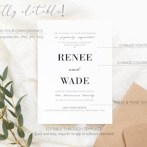 Photo Wedding Invitation, Editable Invitation Template, Printable Photo Wedding Cards, INSTANT DOWNLOAD Invite Templates wdi-405 image 2