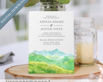 INSTANT DOWNLOAD Invitation, Editable Invitation Template, Mountain Wedding Invite Template, Printable Invitation Templates | #wdi-425