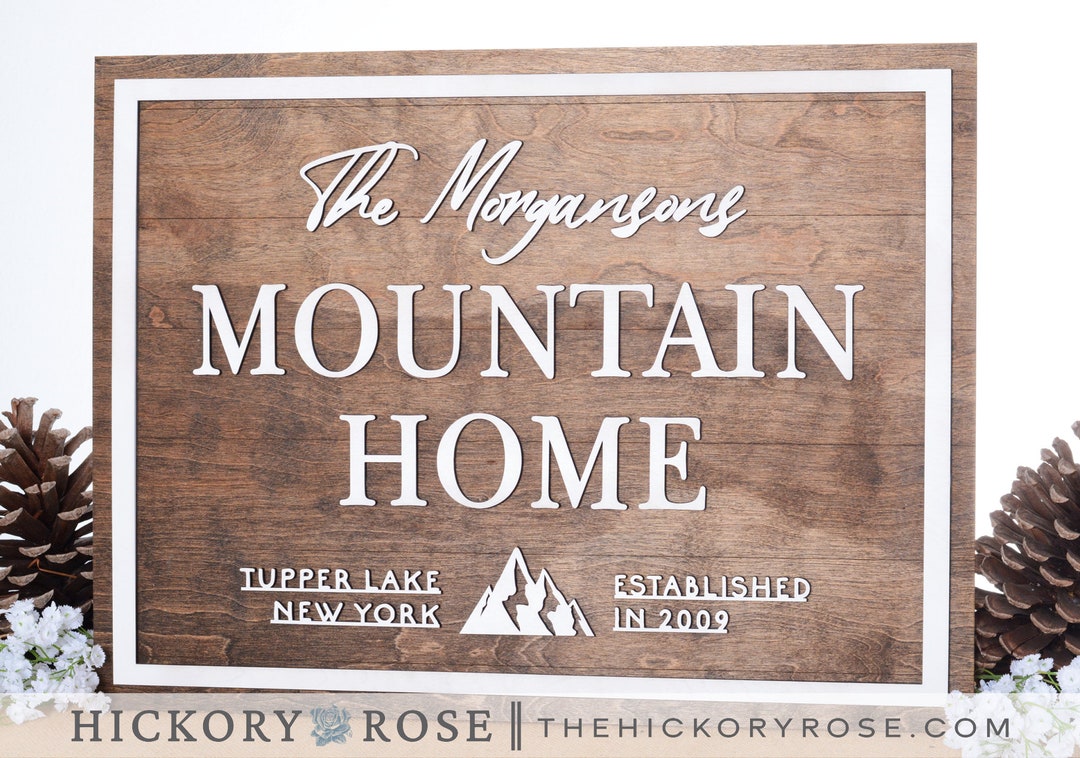 Customized Mountain House Sign, Family Cabin Sign, Mountain Decor