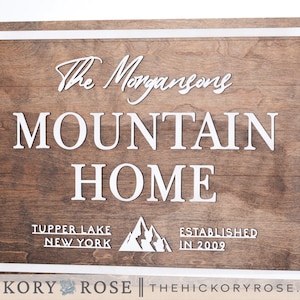 Customized Mountain House Sign, Family Cabin Sign, Mountain Decor, Mountain Gifts, Custom Cabin Sign, Family Lodge Wall Sign, Housewarming