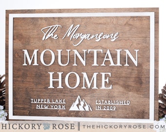 Customized Mountain House Sign, Family Cabin Sign, Mountain Decor, Mountain Gifts, Custom Cabin Sign, Family Lodge Wall Sign, Housewarming