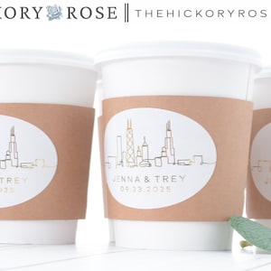 METALLIC FOIL Wedding Cups, Wedding Coffee Cups, Beverage Supplies, Chicago Wedding Decor, Metallic Foil Cup Stickers, Wedding Coffee Bar