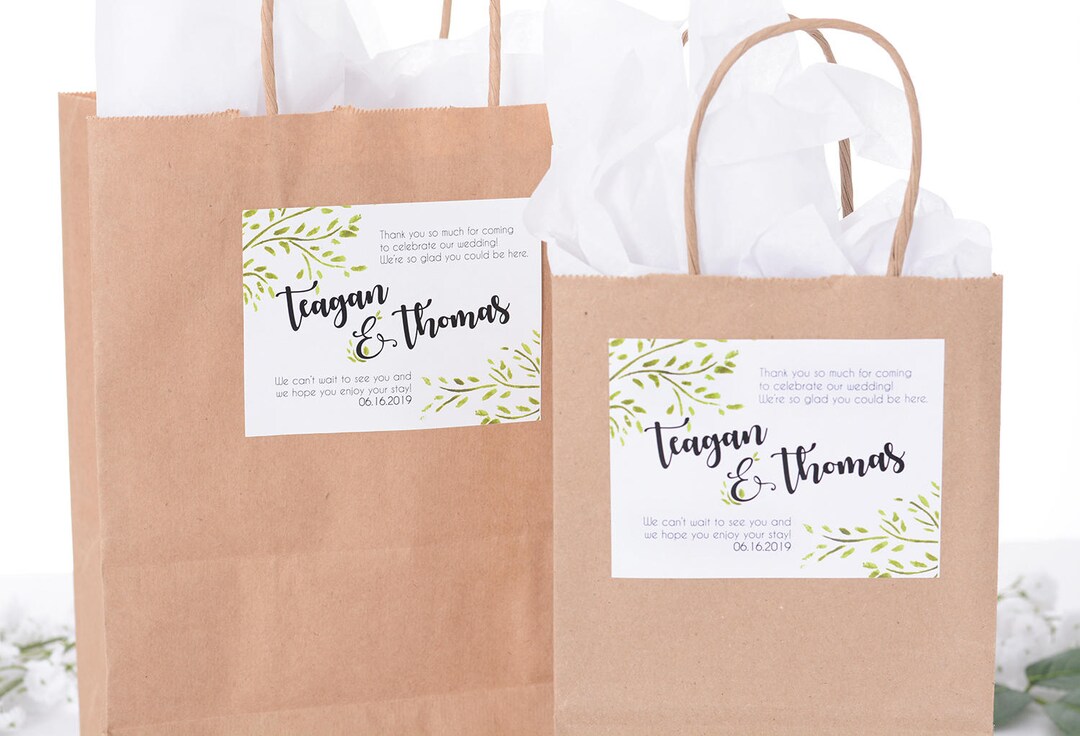 Wedding Favor Bags, Greenery Stickers, Wedding Bag Gifts, Hotel