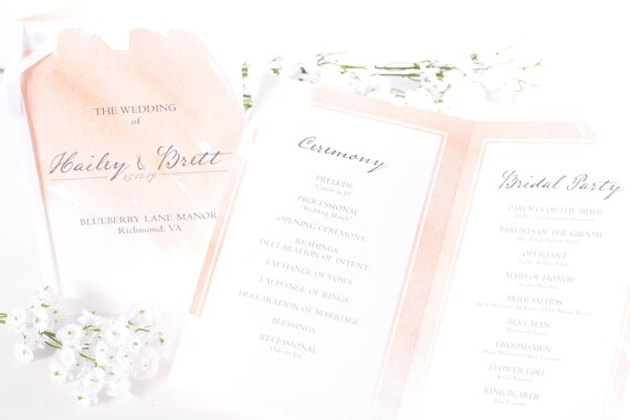 Wedding Ceremony Programs Order Of Ceremony Bridal Party Card