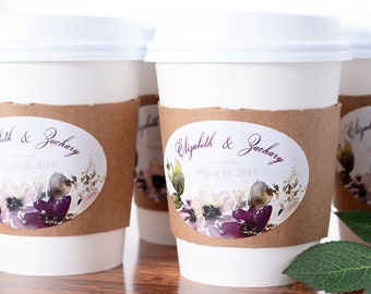 Wedding Coffee Cups - Wedding Coffee Bar - Hot Chocolate Bar - Beverage Supplies - Wedding Coffee Labels - Coffee Cup Sleeves - #wdiCF-279