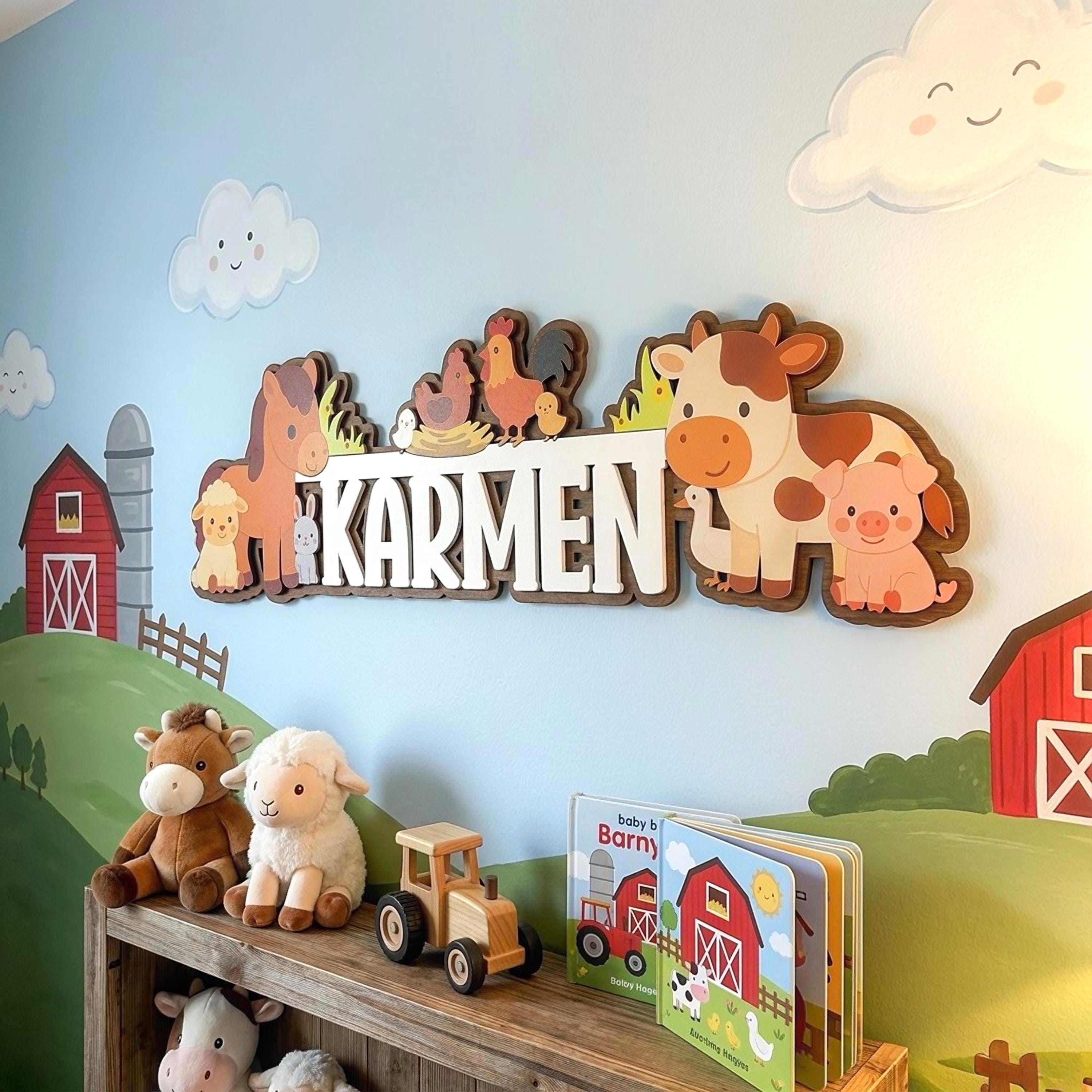 Farm Animals Nursery Decor | Custom Baby Name Sign, Barnyard Country