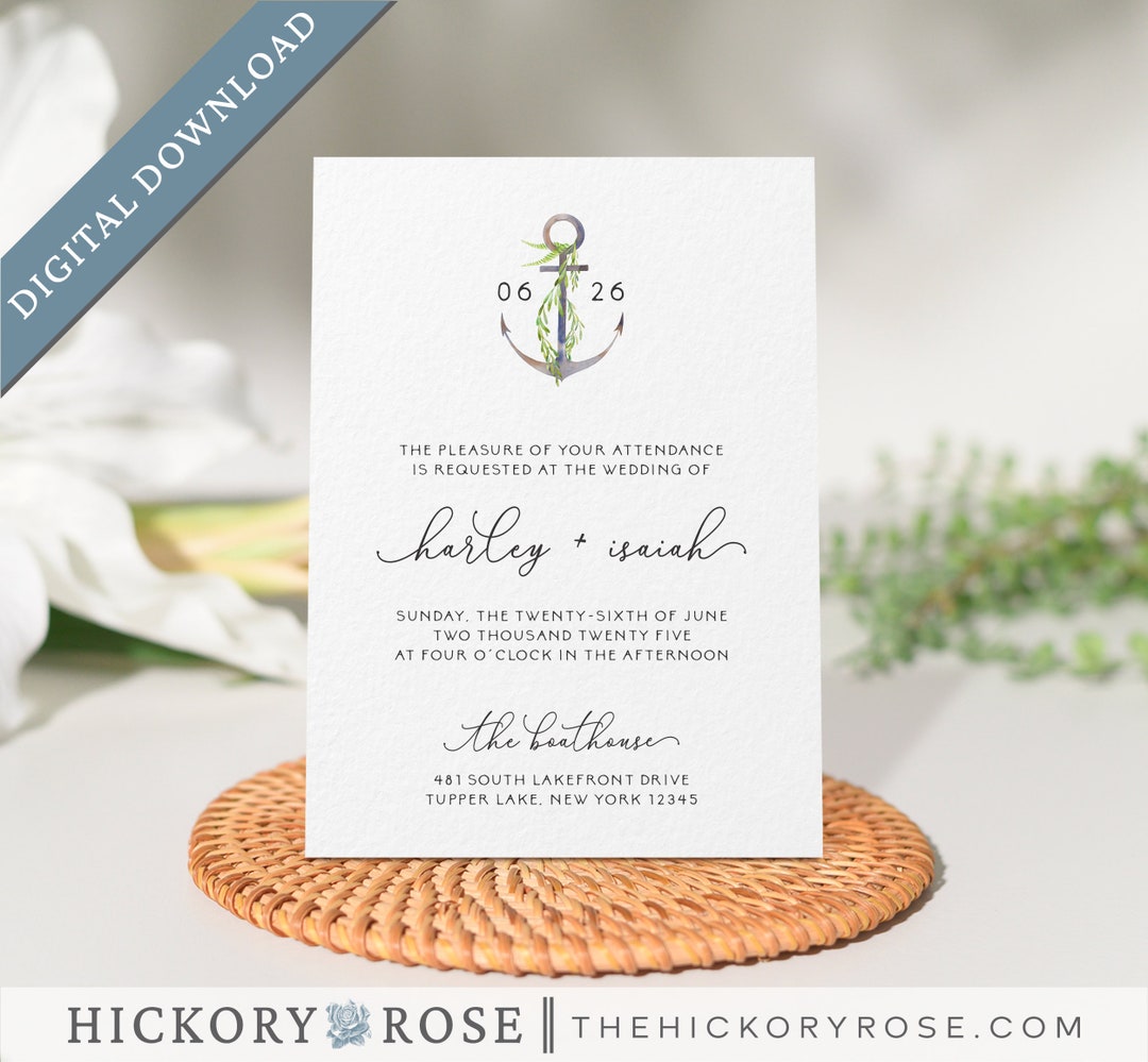 Nautical Invitation Printable, Editable Invitation Template, Nautical ...