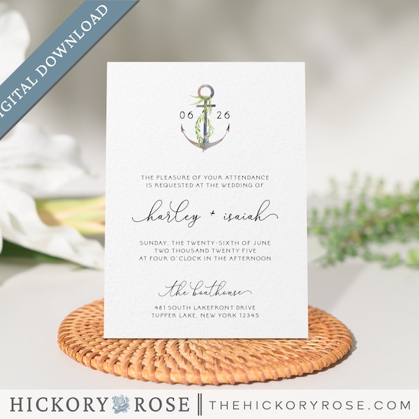 Nautical Invitation Printable, Editable Invitation Template, Nautical Wedding Invite Template, INSTANT DOWNLOAD Invite Templates | #wdi-299