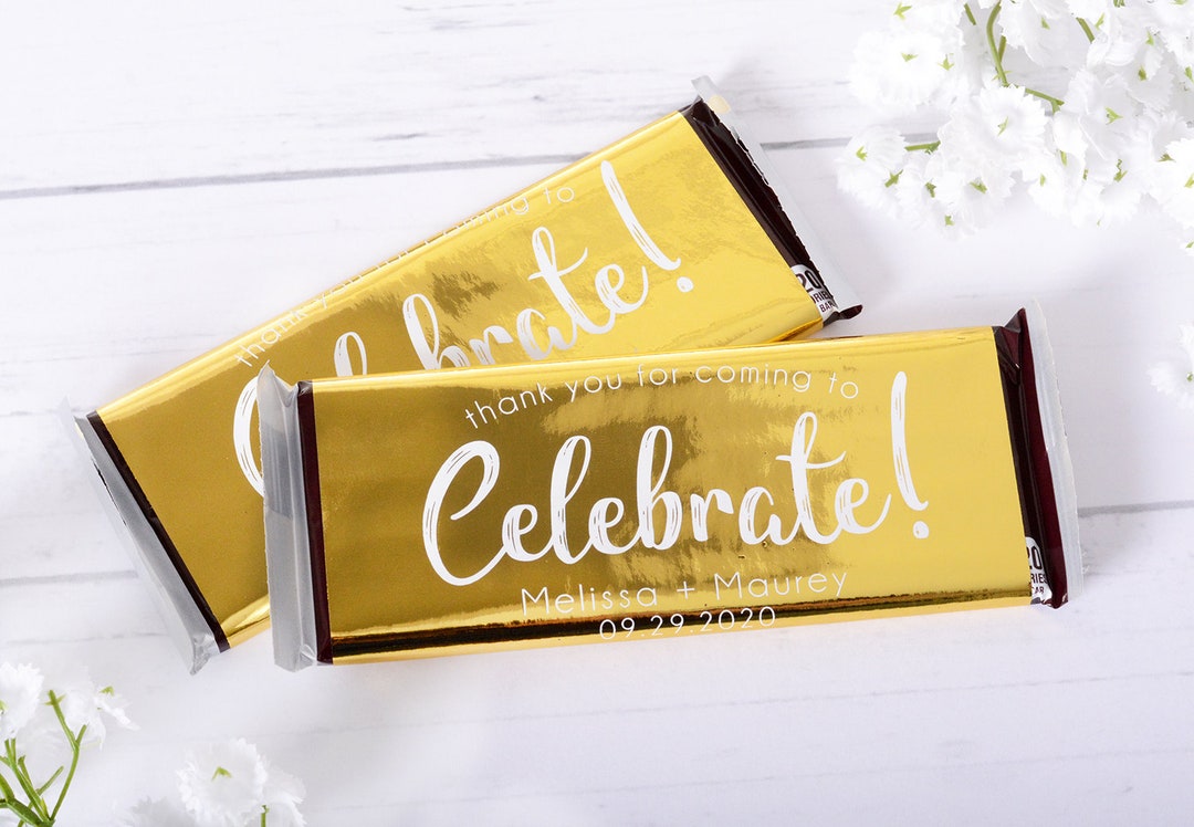 Wedding Candy Wrappers, Metallic Foil Chocolate Bar WRAPPERS, Gold Wedding Chocolate Labels