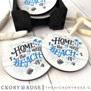 Custom Coaster Set, Coaster Gift Set, Beach Themed Coasters, Laser Cut Wood Coaster Set, Beach House Decor, Custom Beach House Gifts