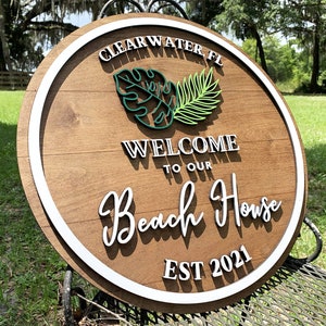 Beach House Name Sign, Custom Wood Sign, Beach Themed Gifts, Personalized Housewarming Gift, Ocean Decor, Established Sign, Laser Cut Signs