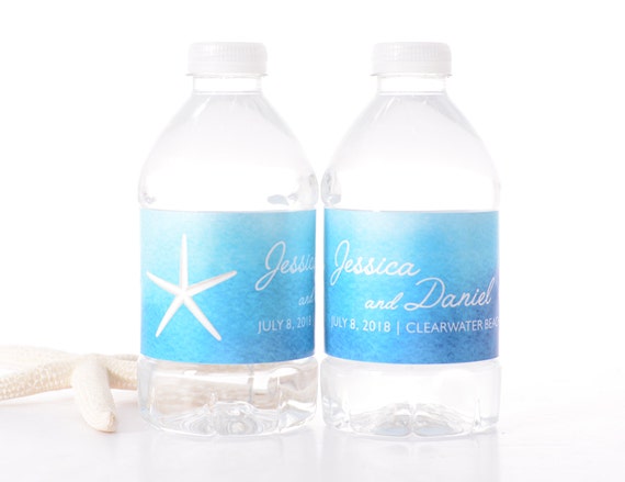 Beach Wedding Water Bottle Labels Personalized Wedding Water