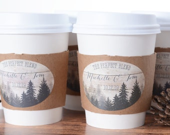 Wedding Cups - Rustic Wedding Coffee Cups - Beverage Supplies - Wedding Coffee Cups and Labels - Hot Chocolate Cups & Sleeves - #wdiCF-129