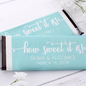 Wedding Candy Bar Wrappers - 25 Chocolate Bar WRAPPERS - Cute Wedding Chocolate Bar Labels - Custom Candy Stickers for Weddings - whb-128