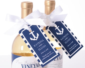 Nautical Anchor Wedding Tags - Wine Bottle Tags, Favor Box Tags, Bag Tags - Personalized Wedding Favor Tags - Hanging Tags - #wtg-113
