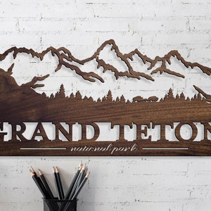 Grand Teton Wall Sign, National Park Sign, Grand Teton National Park Gifts, Wooden Mountain Wall Sign, National Park Decor, Wanderlust Gifts