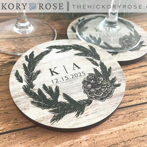 Rustic Wedding Coasters, Custom Wedding Decor, Custom Wood Coasters, Laser Cut Coasters, Rustic Woodland Wedding Favors, Wedding Keepsakes