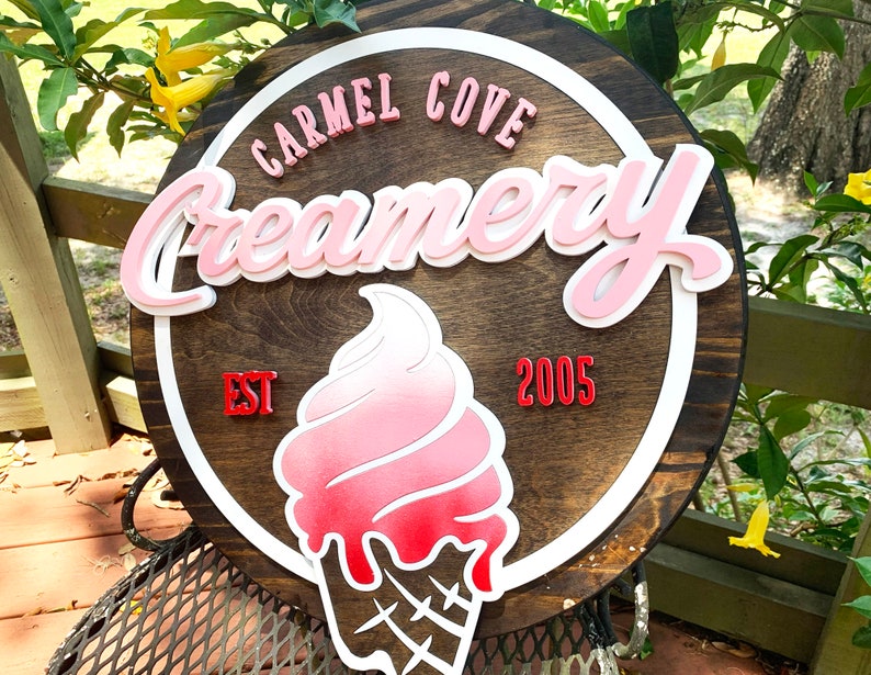 Ice Cream Shop Sign Custom Business Logo Sign Custom Shop Etsy