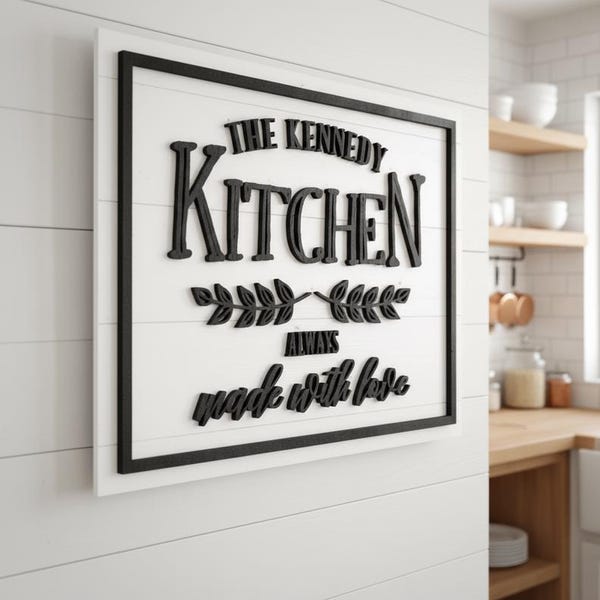 Custom Kitchen Wall Decor, Family Name Sign, Kitchen Wall Sign, Kitchen Accents, Personalized Home Decor Sign, Custom Family Name Sign