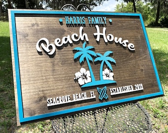 Beach House Sign, Beach Theme Decor, Beach Sign, Ocean Themed Home Decor, Beach House Decor, Beach House Wall Sign, Beach Gifts