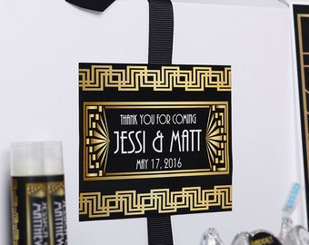 Gatsby Wedding Welcome Bag Labels - Custom Wedding Favor Box Labels - Wedding Box Stickers - Art Deco Gatsby Wedding - Custom Favor Stickers