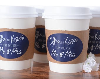 Wedding Coffee Cups - Wedding Coffee Bar - Hot Chocolate Bar - Beverage Supplies - Custom Wedding Coffee Labels - Coffee Cup Sleeves