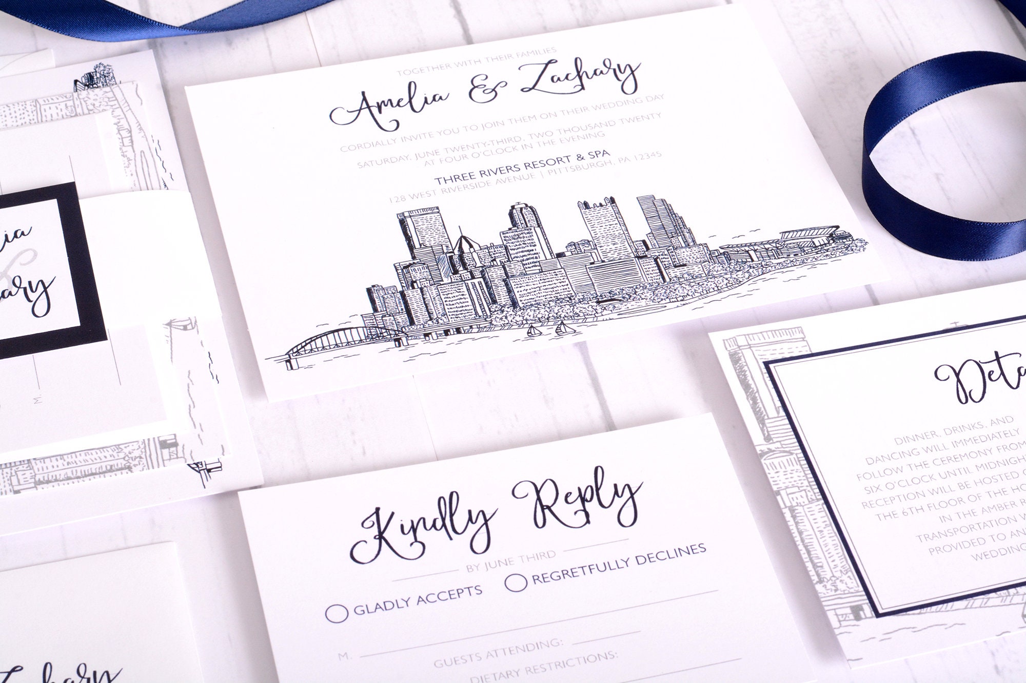 Pittsburgh Wedding Invitation Destination Wedding Invite | Etsy