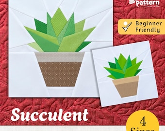 Succulent Quilt Block Pattern: Foundation Paper Piecing (Digital PDF)